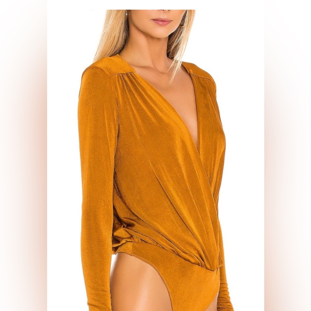 Long Sleeve Mustard Wrap Bodysuit FP